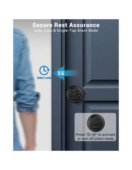 Cerradura Inteligente WREO K10mini con Teclado y Manija - Negra