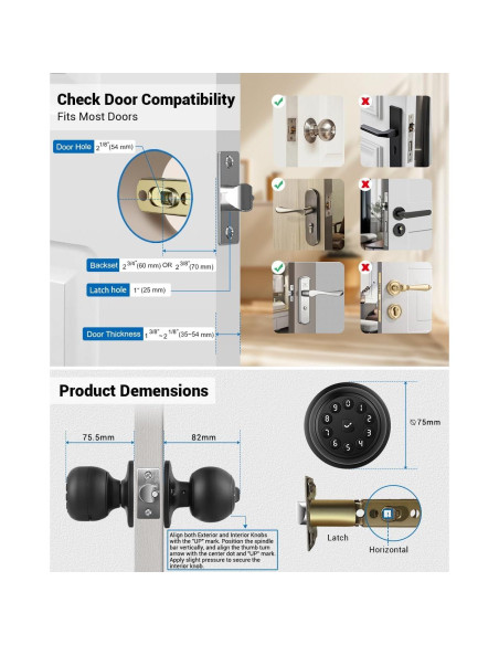 Cerradura Inteligente WREO K10mini con Teclado y Manija - Negra