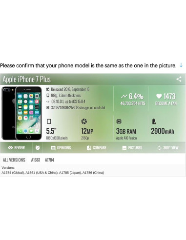 Kit Reemplazo Pantalla LCD iPhone 7 Plus Negro con Herramientas