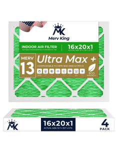 Filtro de Aire Merv King 16x20x1 MERV 13 Paquete de 4