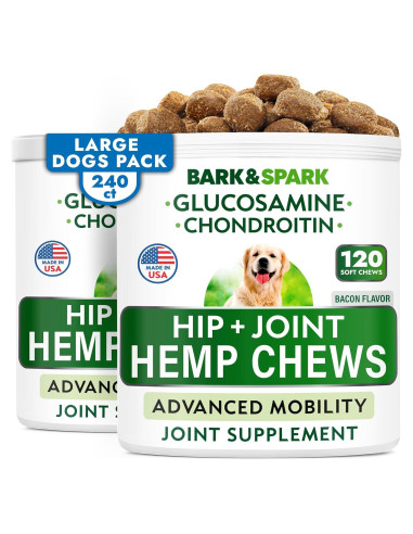 Chicles de Cánamo para Perros Bark&Spark 240Ct - Alivio Articular