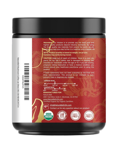 Café de Champiñones Orgánico NatureBell 340g con Aceite MCT