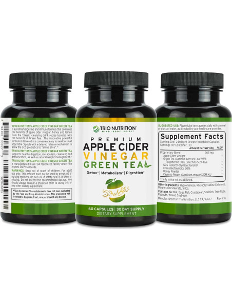 Cápsulas de Vinagre de Sidra de Manzana Trio Nutrition 45g
