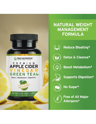 Cápsulas de Vinagre de Sidra de Manzana Trio Nutrition 45g