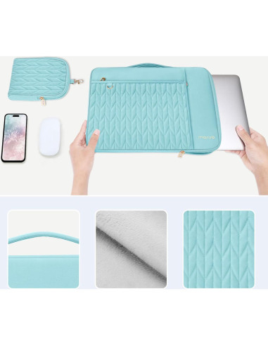 Funda para Laptop MOSISO 13.3" Azul Hielo Acolchada con Bolsillos