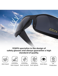 Gafas de Seguridad ANSI Z87.1 UV400 Gris Unisex 2