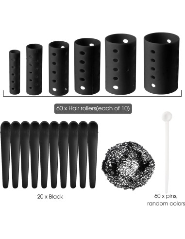 Set de Rulos para Cabello WILLBOND 141 Piezas 6 Tamaños