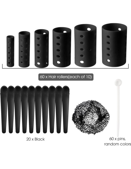 Set de Rulos para Cabello WILLBOND 141 Piezas 6 Tamaños