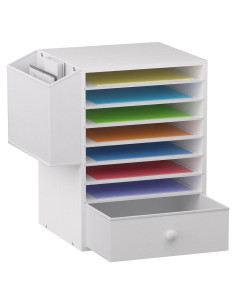Organizador de Papel Unionly 7 Niveles Madera Blanca Ajustable