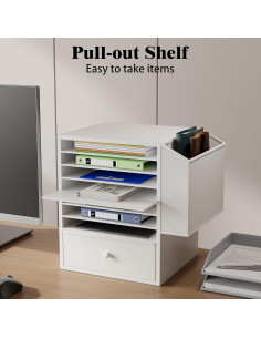 Organizador de Papel Unionly 7 Niveles Madera Blanca Ajustable 2