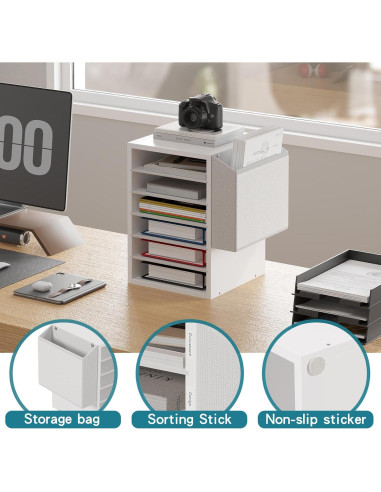 Organizador de Papel Ajustable Unionly 6 Niveles Blanco
