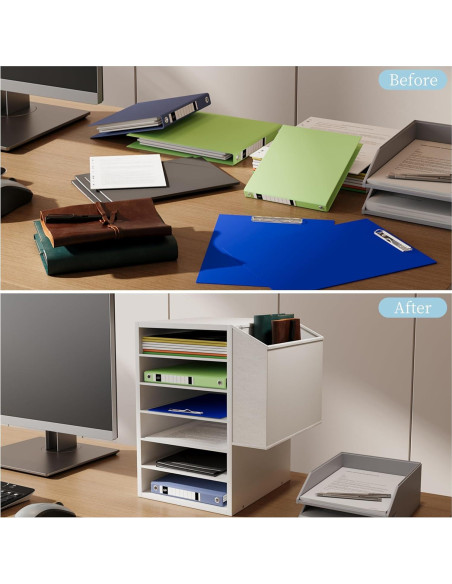 Organizador de Papel Ajustable Unionly 6 Niveles Blanco