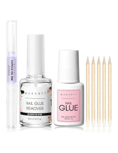Kit de Arte de Uñas Makartt - Pegamento 7ML, Removedor 10ML, Aceite 5ML
