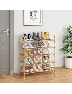 Estante para zapatos apilable 5 niveles Simple Trending dorado 2