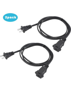 Cable de Extensión 0.91m Yeatel Paquete de 2 Negro 18 AWG 2