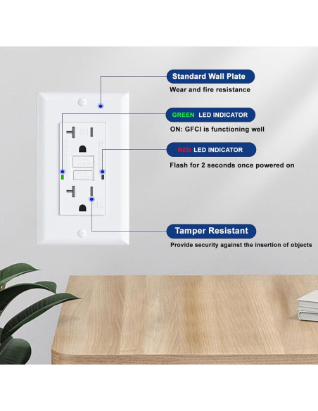 Toma de Corriente GFCI 20A BRILLTECH con Auto-Prueba y LED