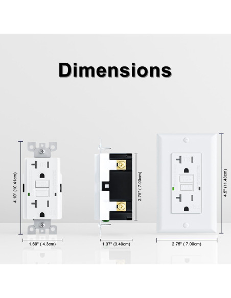 Toma de Corriente GFCI 20A BRILLTECH con Auto-Prueba y LED