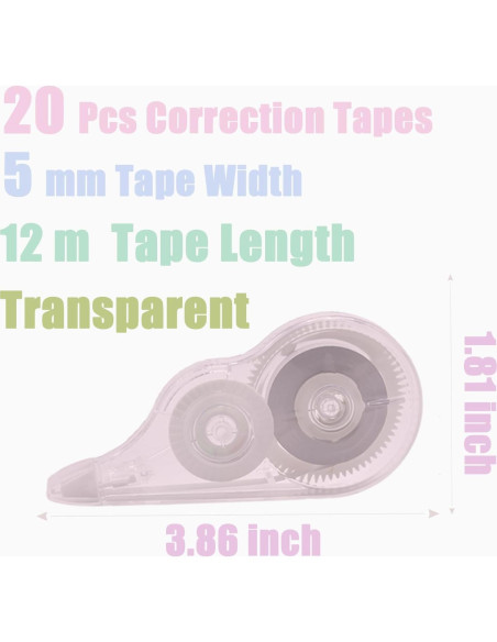 20 Cintas Correctoras Transparentes Tramboo 12m Paquete