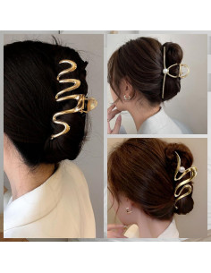 3 Clips de Garra de Metal Dorado Antideslizantes 11 cm para Cabello 2