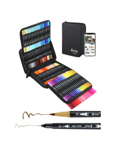 120 Marcadores Doble Punta HornedDragon con App y Bolsa