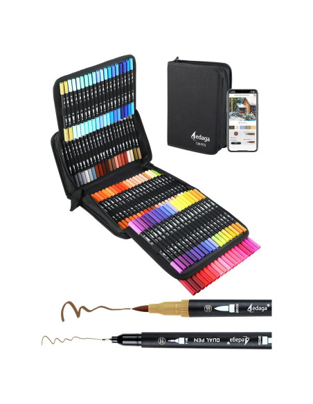 120 Marcadores Doble Punta HornedDragon con App y Bolsa