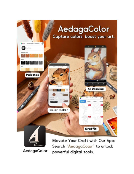 120 Marcadores Doble Punta HornedDragon con App y Bolsa