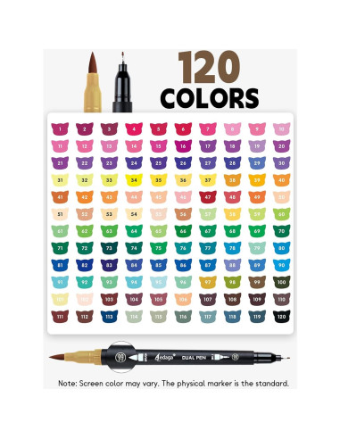 120 Marcadores Doble Punta HornedDragon con App y Bolsa