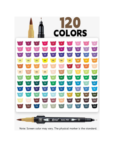 120 Marcadores Doble Punta HornedDragon con App y Bolsa