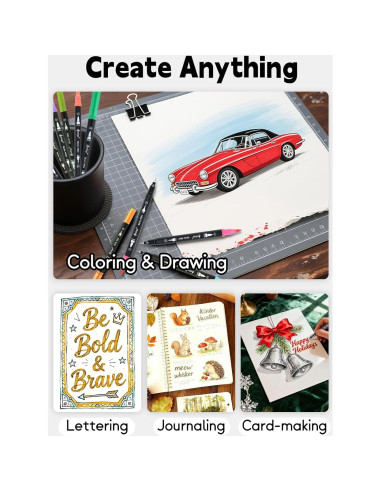 120 Marcadores Doble Punta HornedDragon con App y Bolsa