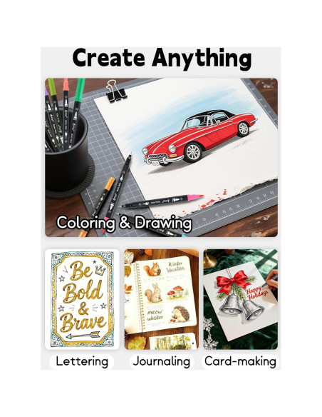 120 Marcadores Doble Punta HornedDragon con App y Bolsa