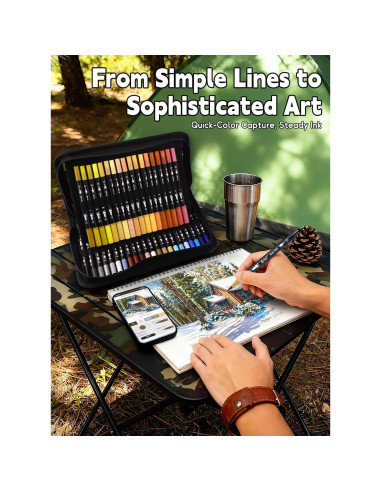 120 Marcadores Doble Punta HornedDragon con App y Bolsa