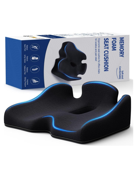 Cojín de Memoria Benazcap para Silla de Oficina y Coche - Negro