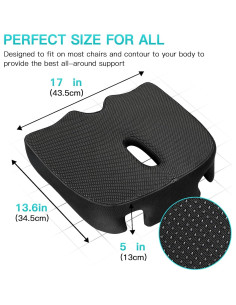 Cojín de Memoria Benazcap para Silla de Oficina y Coche - Negro 2