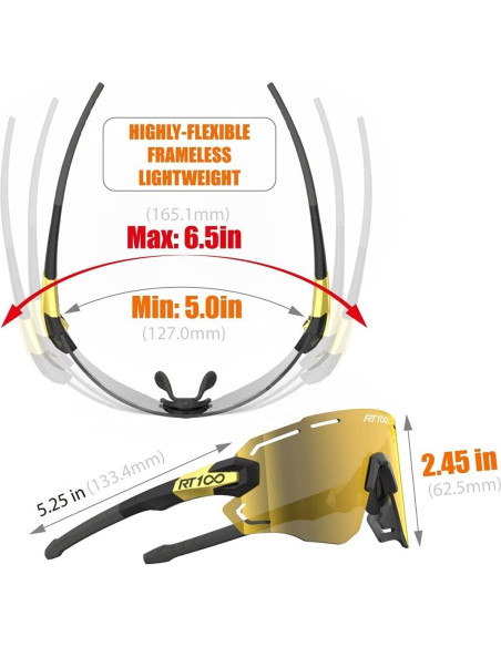Gafas de sol RT100 para ciclismo unisex, diseño ergonómico