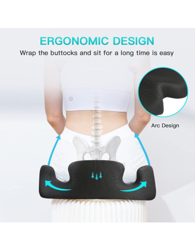 Cojín de Memoria Benazcap para Silla de Oficina y Coche - Negro