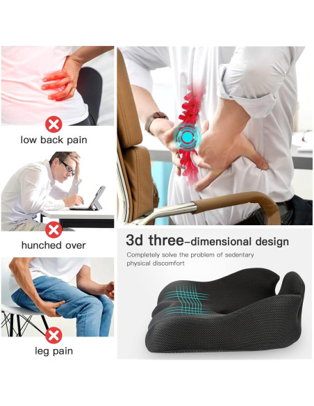 Cojín de Memoria Benazcap para Silla de Oficina y Coche - Negro