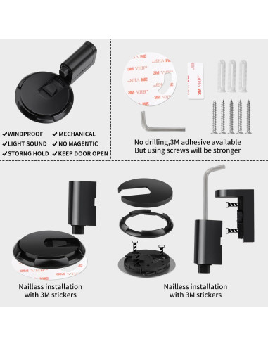 Tope de puerta mecánico WYGWP ajustable negro 0.21 kg