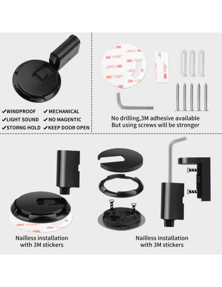 Tope de puerta mecánico WYGWP ajustable negro 0.21 kg