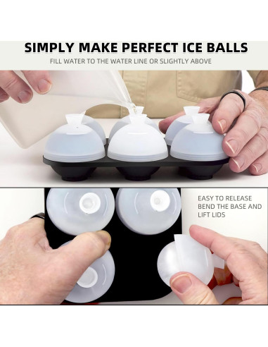 Molde de Hielo en Bola HONYAO - 6 Esferas de 4.6 cm