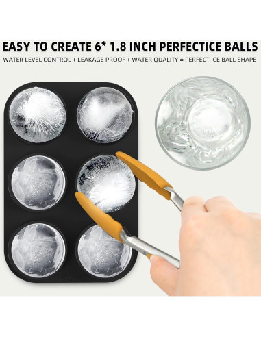 Molde de Hielo en Bola HONYAO - 6 Esferas de 4.6 cm