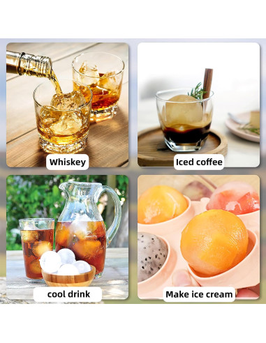 Molde de Hielo en Bola HONYAO - 6 Esferas de 4.6 cm