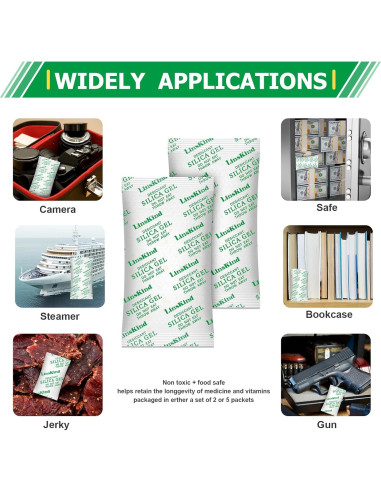 Gel de Silica LinsKind 5g [60 Paquetes] Grado Alimenticio