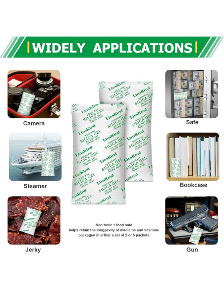 Gel de Silica LinsKind 5g [60 Paquetes] Grado Alimenticio