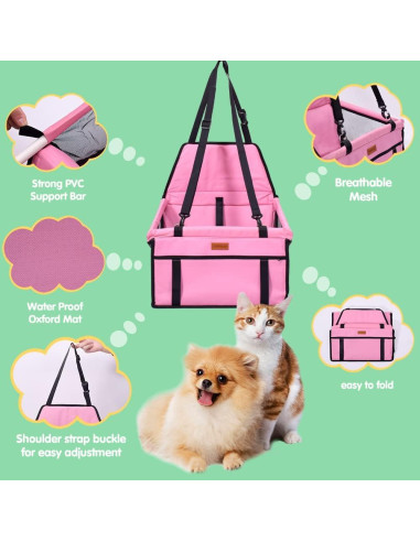 Asiento de Coche para Perros SWIHELP Rosa 40x32x24cm Impermeable