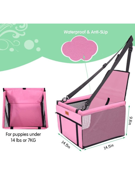 Asiento de Coche para Perros SWIHELP Rosa 40x32x24cm Impermeable