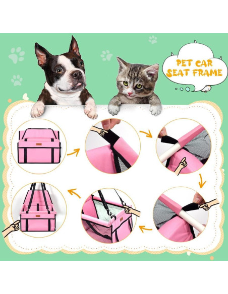 Asiento de Coche para Perros SWIHELP Rosa 40x32x24cm Impermeable