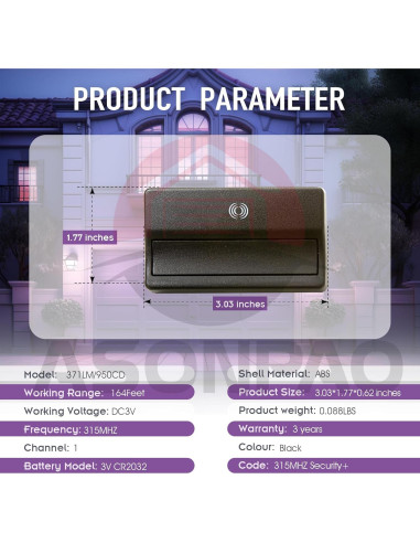Control Remoto LiftMaster 371LM 950CD para Puerta de Garaje