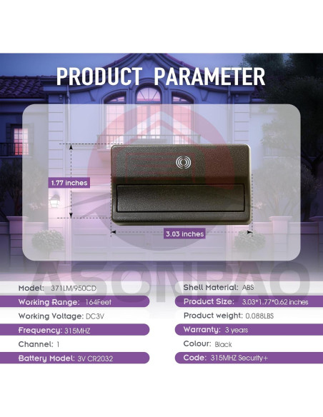 Control Remoto LiftMaster 371LM 950CD para Puerta de Garaje