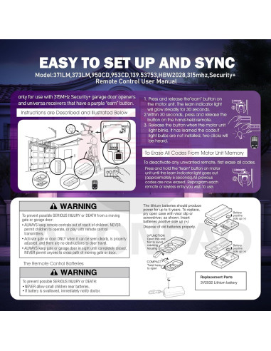 Control Remoto LiftMaster 371LM 950CD para Puerta de Garaje