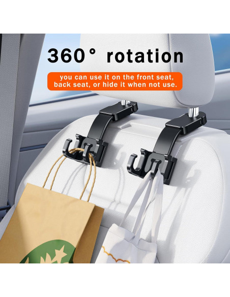 Gancho Ajustable OATSBASF para Reposacabezas de Coche - Negro